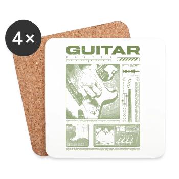 Guitar Player Rock Guitarist Streetwear Musician - Coasters (set of 4) - white - Front