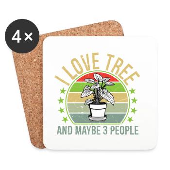 I Love Tree And Maybe 3 People - Untersetzer (4er-Set) - Weiß - Vorne