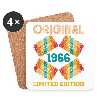 Ursprüngliches 60. Geburtstags-Tee 60 Jahre 1966 Geschenk-Tee - Untersetzer (4er-Set) - Weiß - Vorne