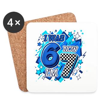  Six Seven Blue Checkered 67 - Dessous de verre (lot de 4) - blanc - Devant