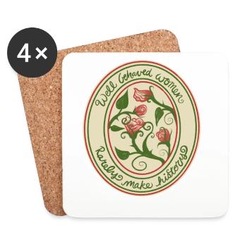 Well Behaved Women Roses badge - Coasters (set of 4) - white - Front