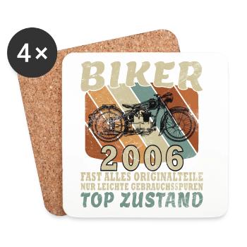20e anniversaire Motocycliste Vintage 2006 - Dessous de verre (lot de 4) - blanc - Devant