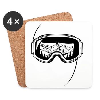 Graphisme des lunettes de ski en vue du sommet - Dessous de verre (lot de 4) - blanc - Devant