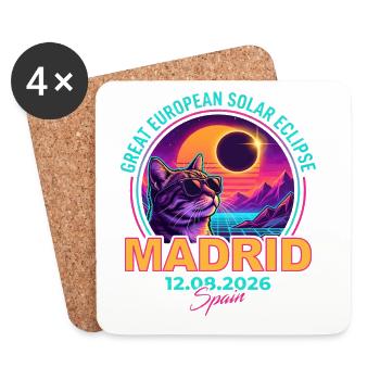 Solar Cat Madrid Eclipse 2026 - Coasters (set of 4) - white - Front