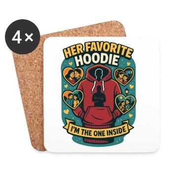 Her Favorite Hoodie, Valentine's Day Gift - Coasters (set of 4) - white - Front