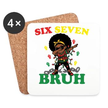 Six Seven Bruh Dabbing Juneteenth Girl Afro Girls - Dessous de verre (lot de 4) - blanc - Devant