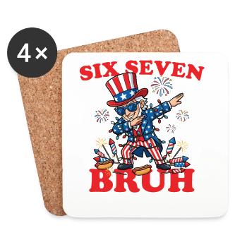 Six Seven Bruh 4. Juli Dabbing 6-7 4. Juli - Untersetzer (4er-Set) - Weiß - Vorne