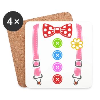 Colorful clown costume with suspenders - Coasters (set of 4) - white - Front