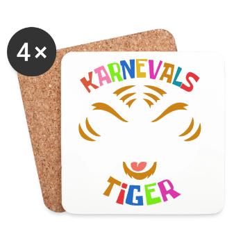 Karnevals Tiger | buntes Faschings Kostüm - Untersetzer (4er-Set) - Weiß - Vorne