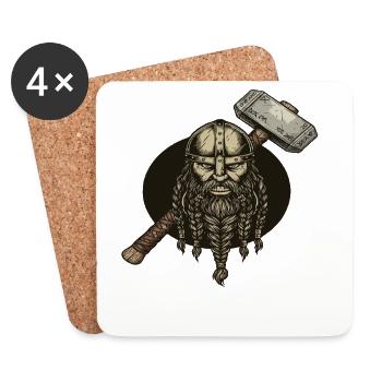 Légende viking viking marin Odin Raven Fighter - Dessous de verre (lot de 4) - blanc - Devant