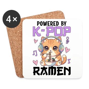 Powered By K-Pop Ramen - Coasters (set of 4) - white - Front