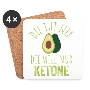 Avocado Keto Spruch Tee - Untersetzer (4er-Set) - Weiß - Vorne
