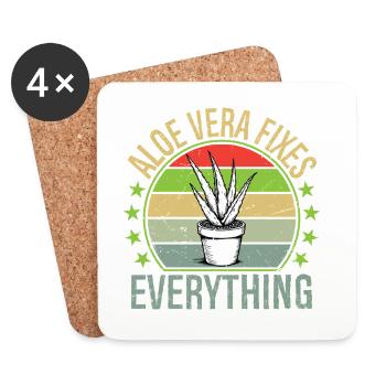 Aloe Vera Fixes Everything Funny Succulent Gard - Coasters (set of 4) - white - Front