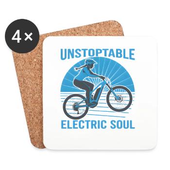 Unstoppable Electric Soul – Conception de vélos électriques - Dessous de verre (lot de 4) - blanc - Devant