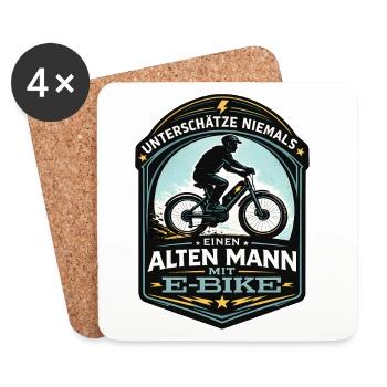 Never underestimate old man with e-bike design - Coasters (set of 4) - white - Front