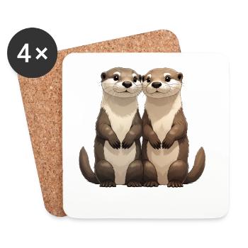 Two cute meerkats - Coasters (set of 4) - white - Front