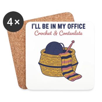 Ill Be In My Office Crochet And Contenlate Funny - Coasters (set of 4) - white - Front