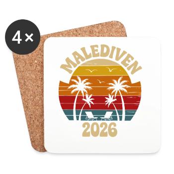 Maldives 2026 Retro Palm Trees - Coasters (set of 4) - white - Front