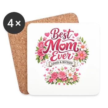 Beste Mama Ever Blütenkranz - Untersetzer (4er-Set) - Weiß - Vorne
