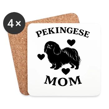 Funny Pekingese Mom - Coasters (set of 4) - white - Front