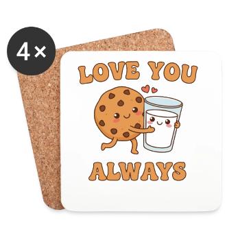 Love You Always – Süßes Keks & Milch Design - Untersetzer (4er-Set) - Weiß - Vorne