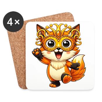 Déguisement de renard de carnaval Joie dansante de carnaval - Dessous de verre (lot de 4) - blanc - Devant