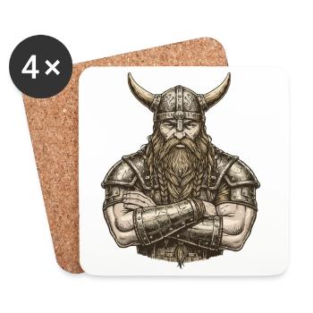Légende viking viking marin Odin Raven Fighter - Dessous de verre (lot de 4) - blanc - Devant