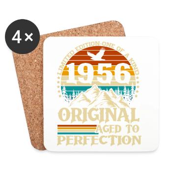 Cadeau d’anniversaire rétro vintage original de 1956 - Dessous de verre (lot de 4) - blanc - Devant