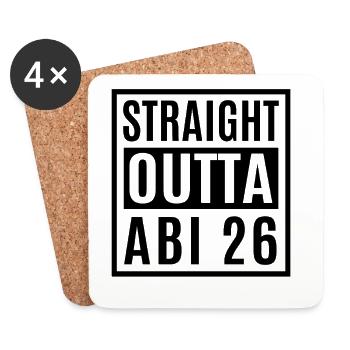 Straight outta Abi 2026 - Abitur - Geschenk - Untersetzer (4er-Set) - Weiß - Vorne