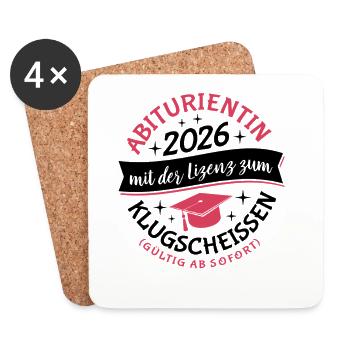 Abiturientin 2026 - Abitur - Klugscheißer Lizenz - Dessous de verre (lot de 4) - blanc - Devant