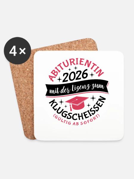 Abiturientin 2026 - Abitur - Klugscheißer Lizenz - Untersetzer (4er-Set) - Weiß