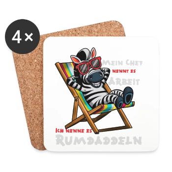 Zebra im Strandstuhl. Arbeit ist das nicht! - Untersetzer (4er-Set) - Weiß - Vorne
