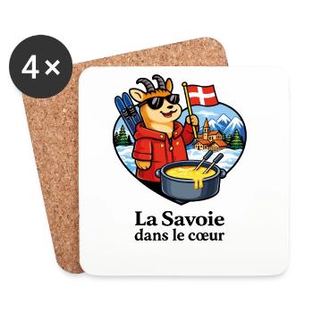 Savoie Fondue Alpen-Savoie im Herzen - Untersetzer (4er-Set) - Weiß - Vorne