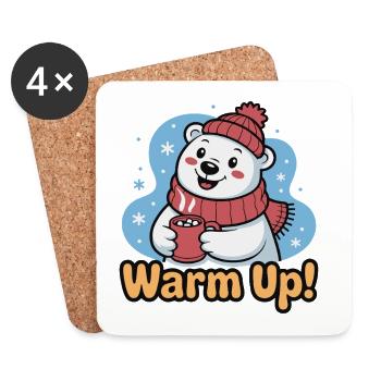 Warm Up Polar Bear Cozy - Untersetzer (4er-Set) - Weiß - Vorne
