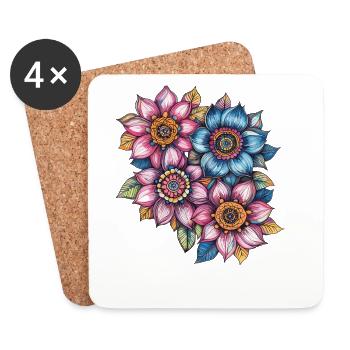 Blossom Swirl Color Flowers Pattern - Coasters (set of 4) - white - Front