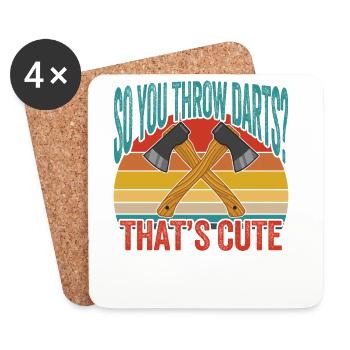 So You Throw Darts That's Cute - Coasters (set of 4) - white - Front