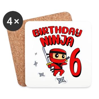 Birthday Ninja 6 Year Old Birthday Party Gift - Untersetzer (4er-Set) - Weiß - Vorne