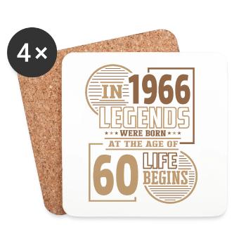 60 Birthday 1966 Legends Retro Life Fun - Coasters (set of 4) - white - Front