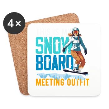 Télésiège de réunion de snowboard snowboard - Dessous de verre (lot de 4) - blanc - Devant