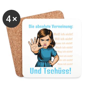 Nein Sagen – Grenzen Setzen - Untersetzer (4er-Set) - Weiß - Vorne