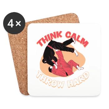 Judo Martial Arts Think Calm Throw Hard - Coasters (set of 4) - white - Front