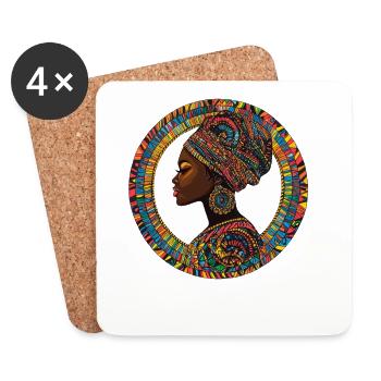 Afrikanische Farb-Silhouette im Kreis - Untersetzer (4er-Set) - Weiß - Vorne