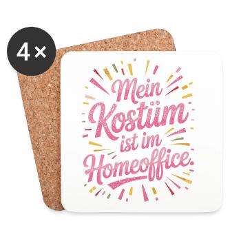 Kostüm Ist Im Homeoffice Karneval Fasching Büro - Untersetzer (4er-Set) - Weiß - Vorne
