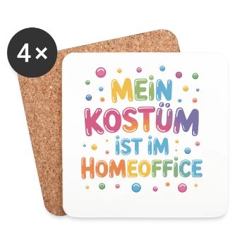Kostüm Ist Im Homeoffice Karneval Fasching Büro - Untersetzer (4er-Set) - Weiß - Vorne