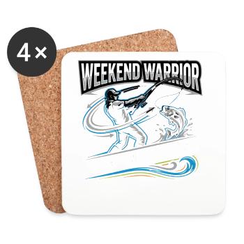 Weekend Warrior Hook Cast Repeat Angler - Coasters (set of 4) - white - Front