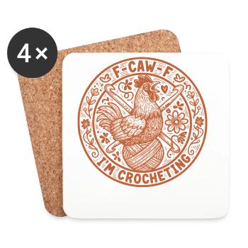 Drôle d’amateur au crochet F caw f Je crochète du fil - Dessous de verre (lot de 4) - blanc - Devant