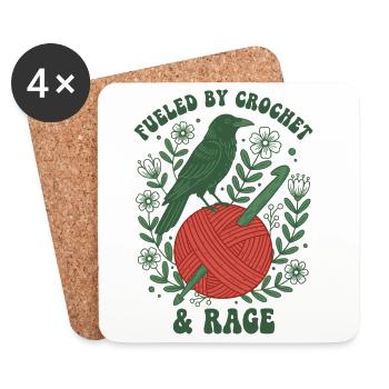 Fueled By Crochet And Rage Funny Crochet Lover - Coasters (set of 4) - white - Front