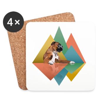 Boxer Dog Geometric - Coasters (set of 4) - white - Front