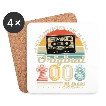 Cadeau rétro vintage pour le 18e anniversaire 2008 - Dessous de verre (lot de 4) - blanc - Devant