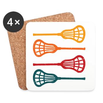 Lacrosse avec crosse avec bâton - Dessous de verre (lot de 4) - blanc - Devant